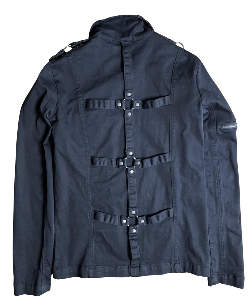 Lip Service Jacket Womens S Black Twill Military Studded Zip Gothic Collared